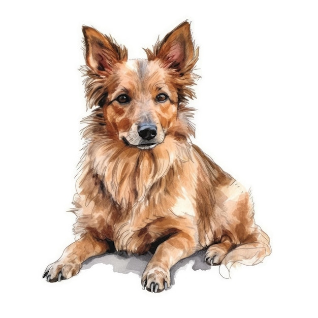 Minimalist Australian Terrier Watercolor Painting in Soft Pastel Colors