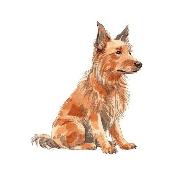 Minimalist Australian Terrier Watercolor Painting in Soft Pastel Colors