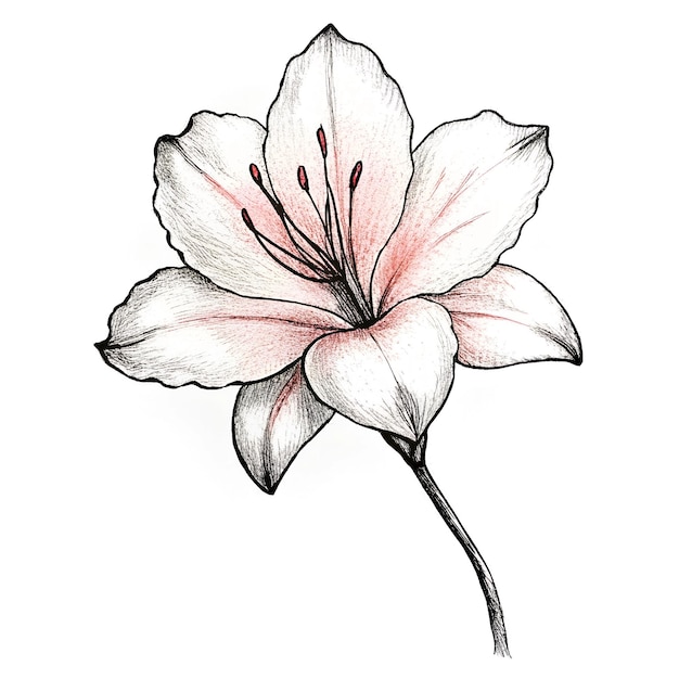 Minimalist azalea flower Line Sketch