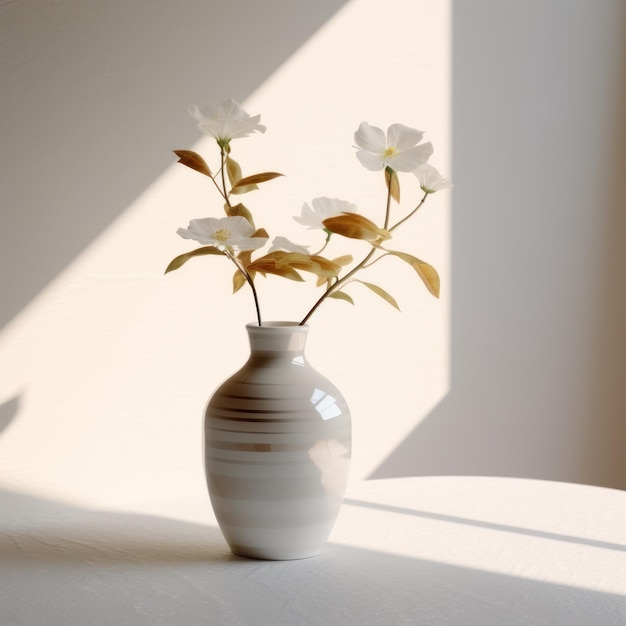 Minimalist background with vase and dry flower Illustration AI GenerativexA