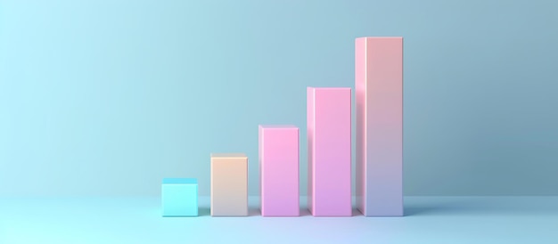 Minimalist bar graph with a steep increase pastel gradient