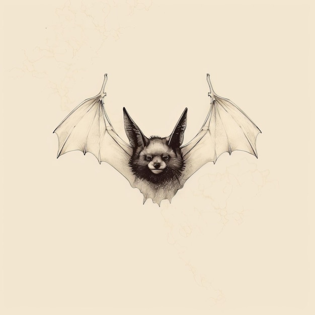 Photo minimalist bat tattoo on beige background with vintage poster design