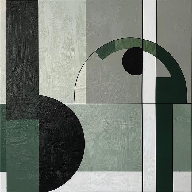 Photo minimalist bauhaus design with green and grey circles and lines