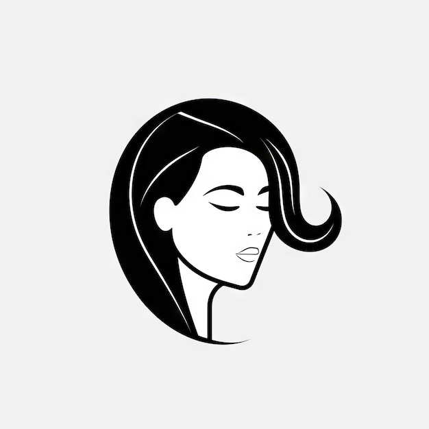 Minimalist Beauty CloseUp of a Beautiful Girl with Thick Black and White Outline Style