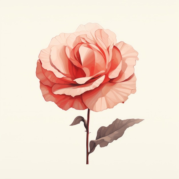 Minimalist Begonia Image With Rose On White Background