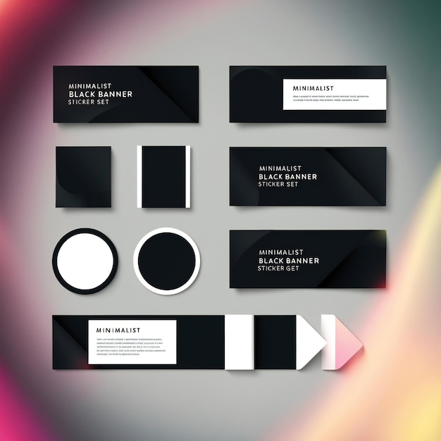 Photo minimalist black banner sticker set for branding and promotion