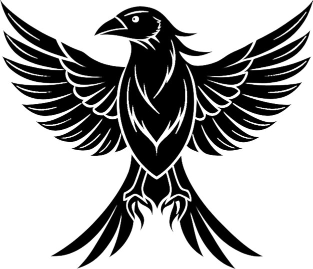 Photo minimalist black crow stencil logo captures avian elegance in striking silhouette form