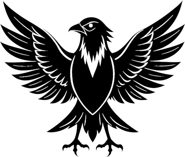 Photo minimalist black crow stencil logo captures avian elegance in striking silhouette form