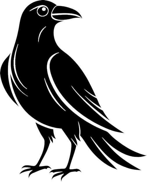 Photo minimalist black crow stencil logo captures avian elegance in striking silhouette form