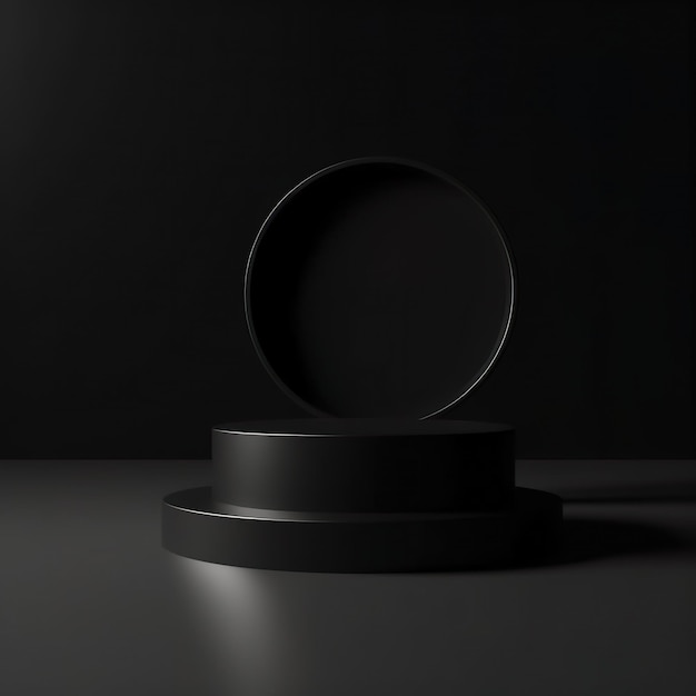 Minimalist black geometric pedestal for product showcase