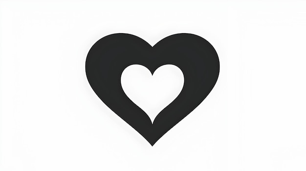 Photo minimalist black heart icon on white backgroundsimple graphic symbol of love