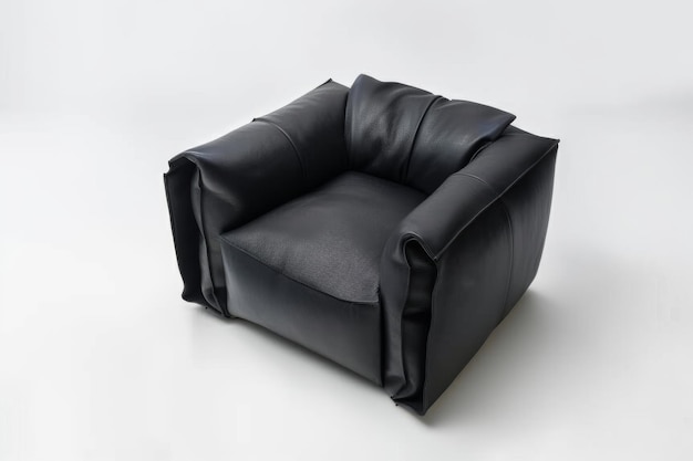 Minimalist black leather armchair embracing modern comfort and style