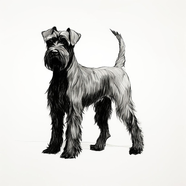 Photo minimalist black line sketch art of a giant schnauzer