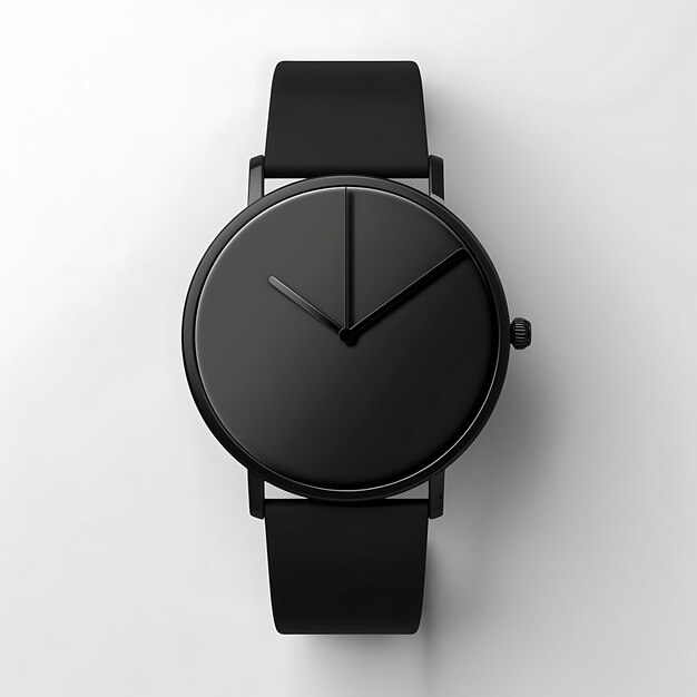 Photo a minimalist black watch with a sleek design and rubber strap