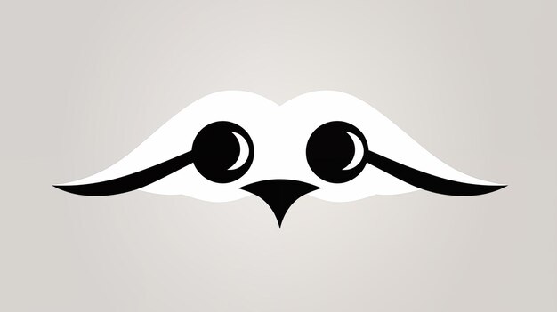 Minimalist Black and White Abstract Face Design with Stylized Bird Beak