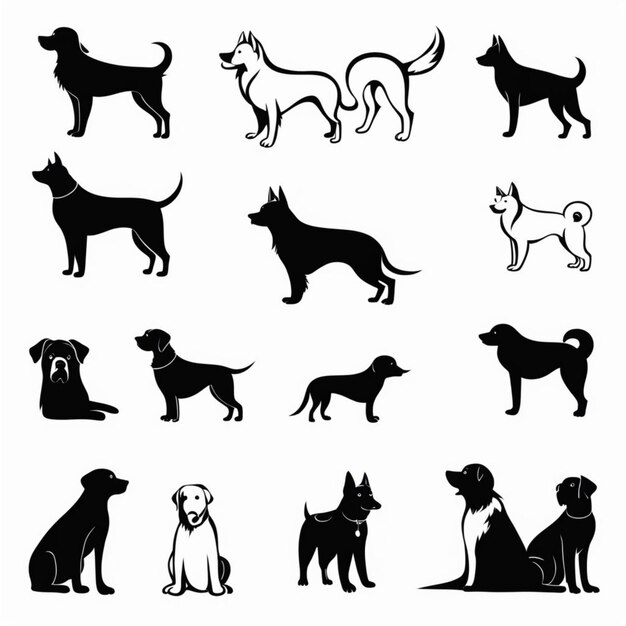 Photo minimalist black and white dog icons