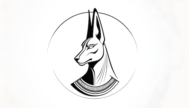 Photo a minimalist black and white drawing of the egyptian god anubis with sharp edges and clean lines