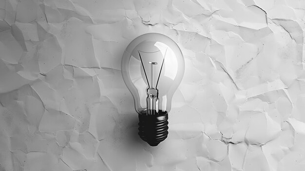 Photo minimalist black and white light bulb graphic on textured background