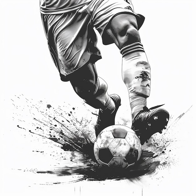 Photo minimalist black and white logo of a soccer player