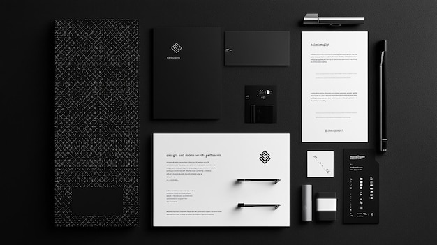 Minimalist Black and White Stationery Mockup