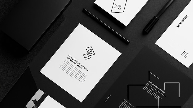 Photo minimalist black and white stationery mockup