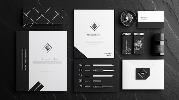 Minimalist Black and White Stationery Mockup