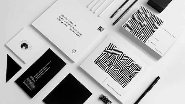 Photo minimalist black and white stationery mockup