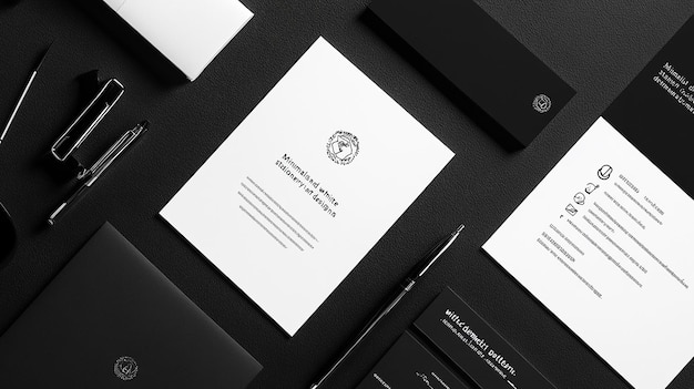 Minimalist Black and White Stationery Mockup