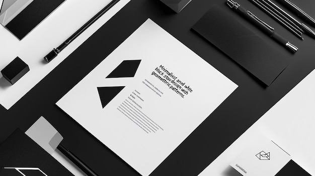 Minimalist Black and White Stationery Mockup