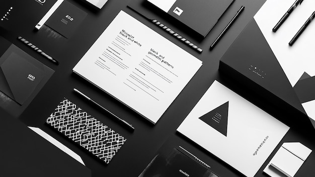 Minimalist Black and White Stationery Mockup