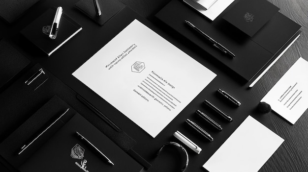 Minimalist Black and White Stationery Mockup