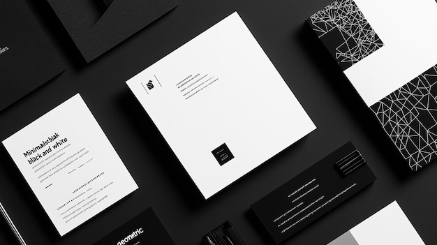 Minimalist Black and White Stationery Mockup