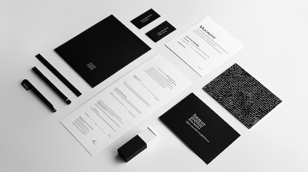 Minimalist Black and White Stationery Mockup