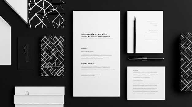 Photo minimalist black and white stationery mockup