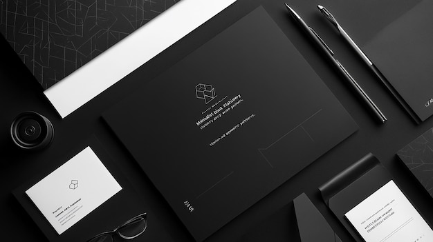 Photo minimalist black and white stationery mockup