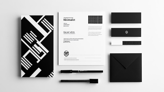 Minimalist Black and White Stationery Mockup