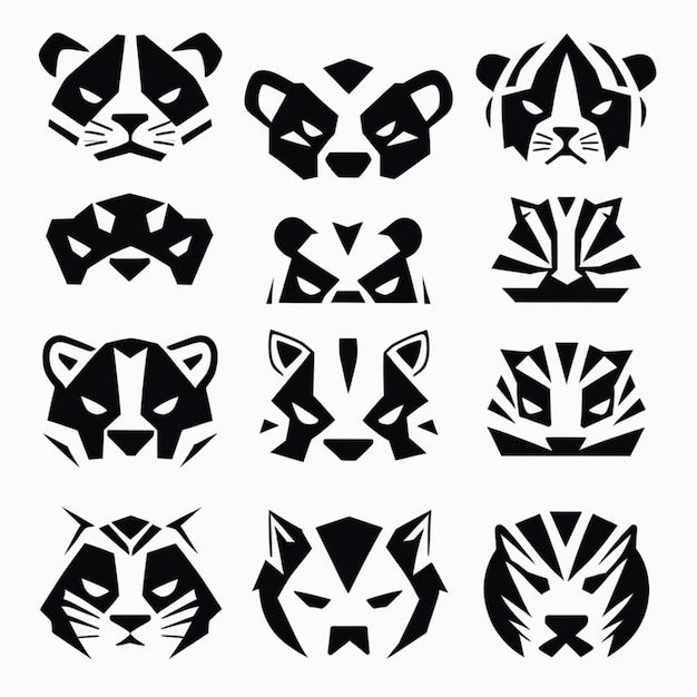 Photo minimalist black and white tiger icons