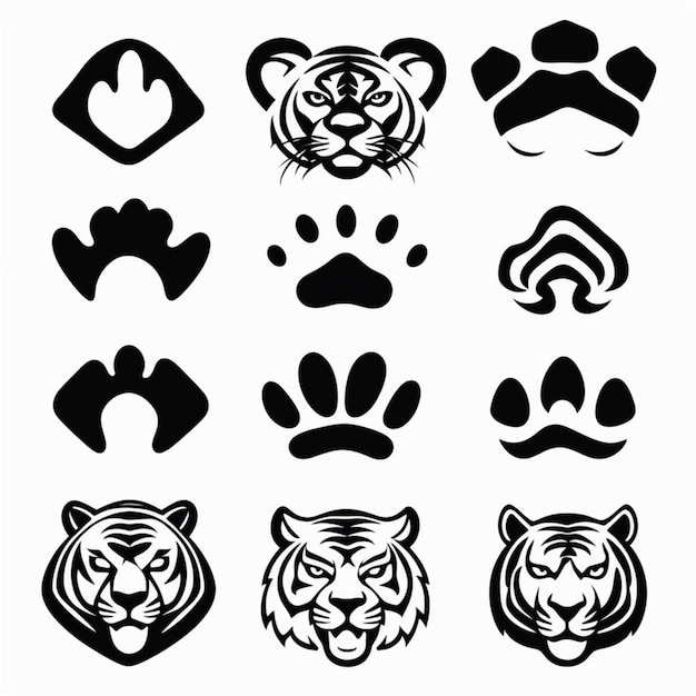 Photo minimalist black and white tiger icons