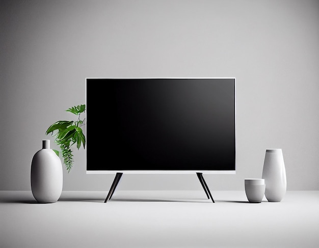 Minimalist Blank TV Screen Mockup Modern Simple and Created with Generative AI