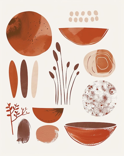 Photo minimalist boho japandi style with terracotta shapes