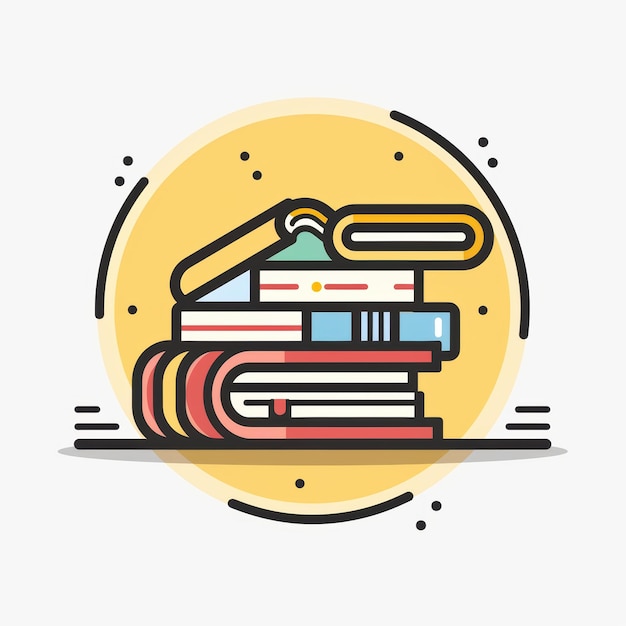 Minimalist Book Group Icon Illustration on White Background for Website Design