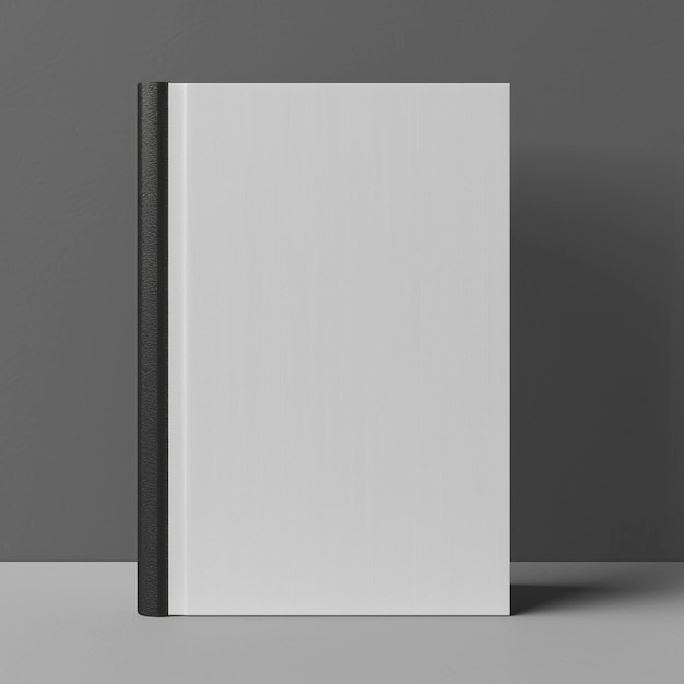 Minimalist Book Mockup with Black Spine on Grey Background