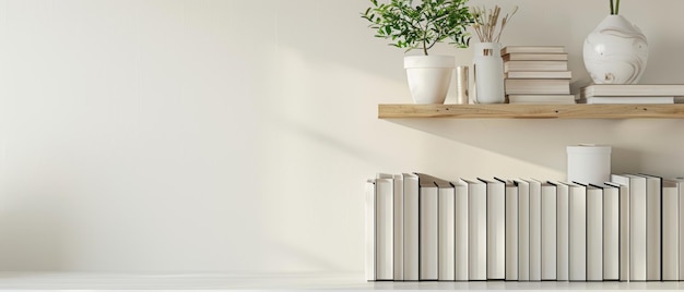 Photo minimalist bookshelf with a few neatly arranged books