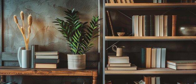 Photo minimalist bookshelf with a few neatly arranged books