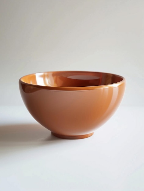 Minimalist Brown Ceramic Bowl on White Background