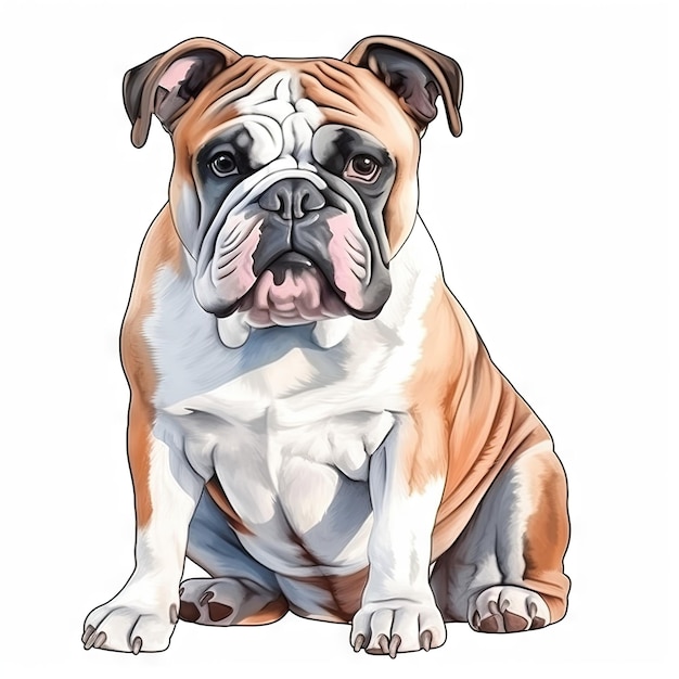 Minimalist Bulldog Watercolor Painting on Soft Pastel Background