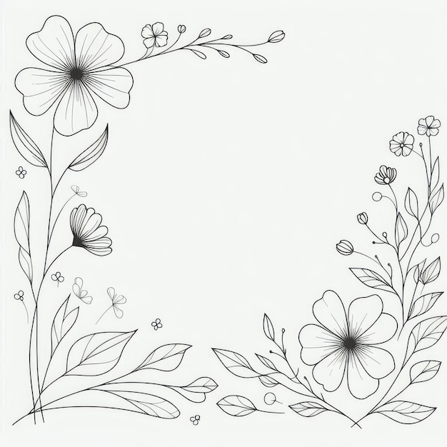 Minimalist cartoon flower corner border