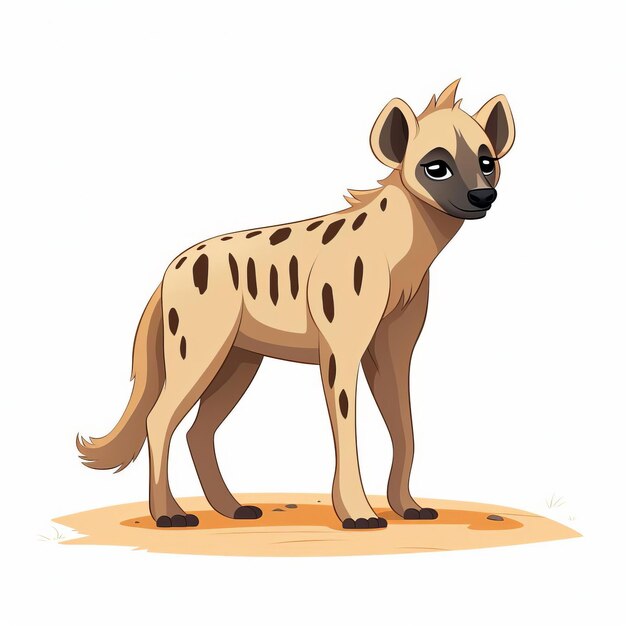 Photo minimalist cartoon hyena illustration in desert tones