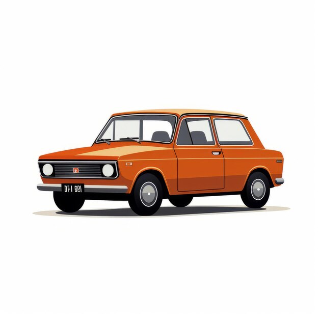 Minimalist Cartoon Illustration Of A 1975 Lada Car