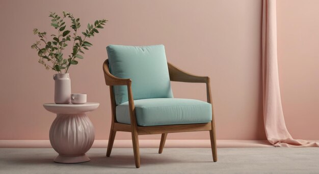 Minimalist chair on pastel background